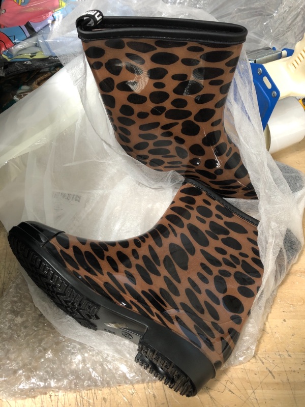 Photo 2 of Women's Rain Boots Rubber Printed Waterproof with Non Slip Sole, Leopard Print PVC, Size 9