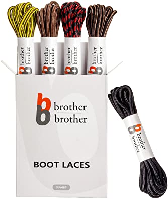 Photo 1 of BB BROTHER BROTHER Boot Laces (5 Pairs) of Heavy Duty and Durable Round Shoelaces for Work, Hiking and Walking Boots
