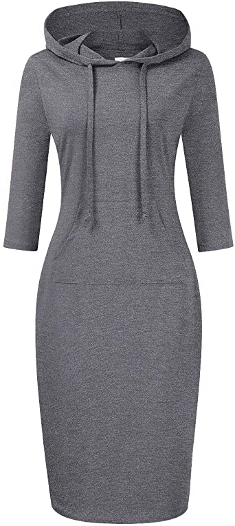 Photo 1 of Clearlove Women's Stripe Pocket Knee Length Slim Pullover Hoodie Dress, XS 
