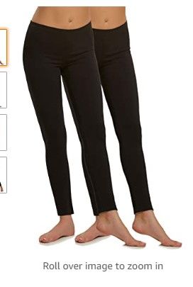 Photo 1 of Felina Cotton Modal Leggings - Cotton Leggings for Women (2-Pack) - Extra Lightweight SIZE L/BLACK