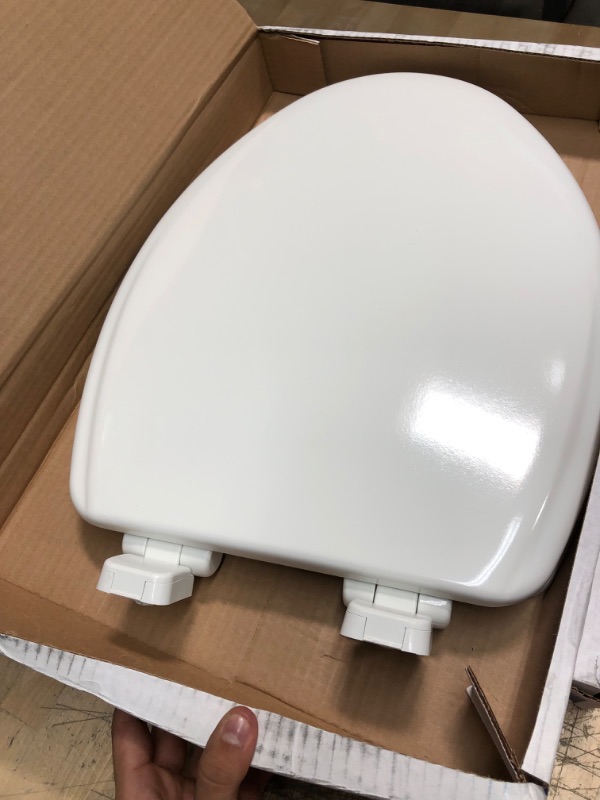 Photo 4 of Jamestown Adjustable Slow Close Never Loosens Elongated Closed Front Toilet Seat in White