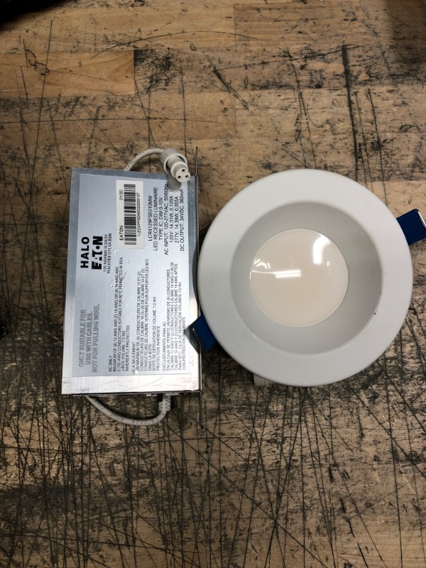 Photo 2 of Halo LCR4 4 in. Soft White Selectable CCT Integrated LED Recessed Light with Round Surface Mount White Trim Retrofit Module
