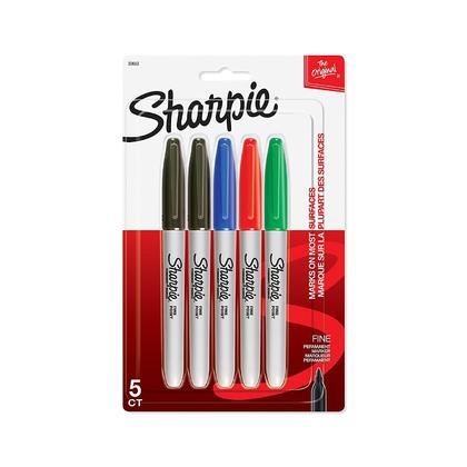 Photo 1 of SET OF 4 Sharpie? Permanent Fine-Point Markers, Assorted Colors, Pack of 5 Markers
