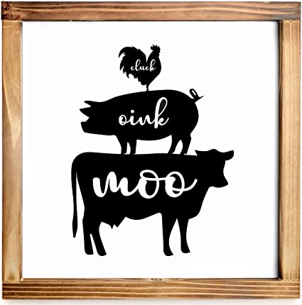 Photo 1 of MAINEVENT Stacked Farm Animal Decor for Kitchen 12x12 Inch - Cow Pig Rooster