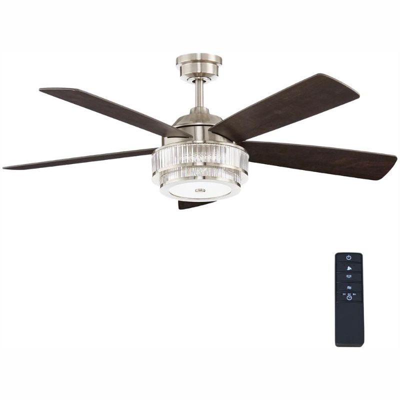 Photo 1 of ***PARTS ONLY*** Home Decorators Collection Caldwell 52 in. Indoor Integrated LED Brushed Nickel Dry Rated Ceiling Fan with Light Kit and Remote Control
