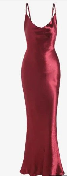 Photo 1 of Cami Cowl Front Open Back Silky Maxi Dress - Red XL 