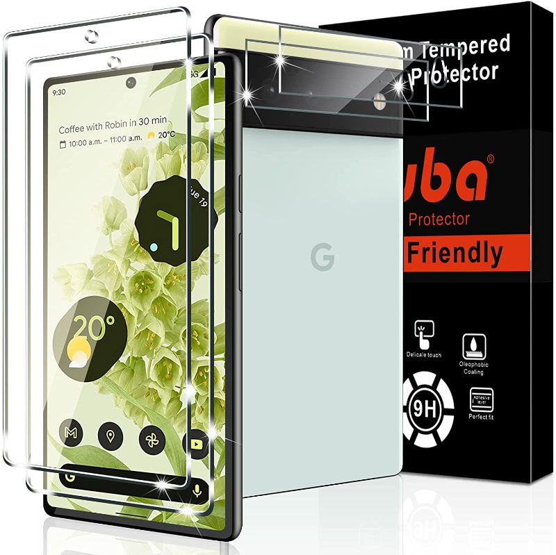 Photo 1 of BUNDLE OF 2 OUBA Compatible with Google Pixel 6 Screen Protector Tempered Glass and Camera Lens Protector, Case Friendly, Scratch Proof, Bubble Free with [Easy Alignment Tool]