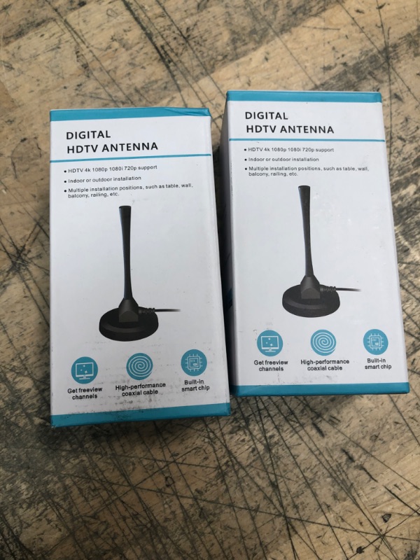 Photo 2 of SET OF 2, RIIEYOCA HD Digital TV Antenna, Receive 120 Miles Range Indoor Antenna with Amplifier Signal Booster, Support 4K 1080P 720P VHF UHF TV Channels and All TV - 16.2ft Coax HDTV Cable
