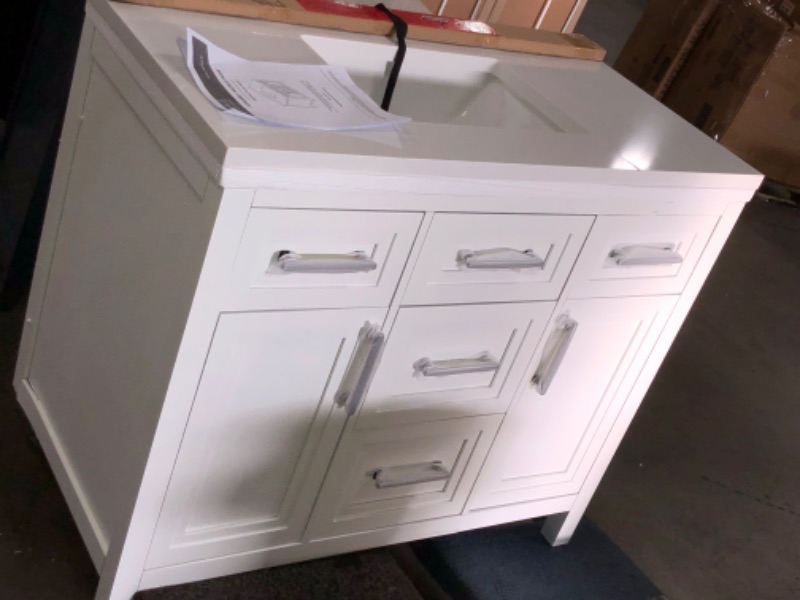 Photo 7 of ***broken legs and broken vanity top***
Home Decorators Collection Mayfield 42 in. W x 22 in. D Vanity in White with Cultured Marble Vanity Top in White with White Basin