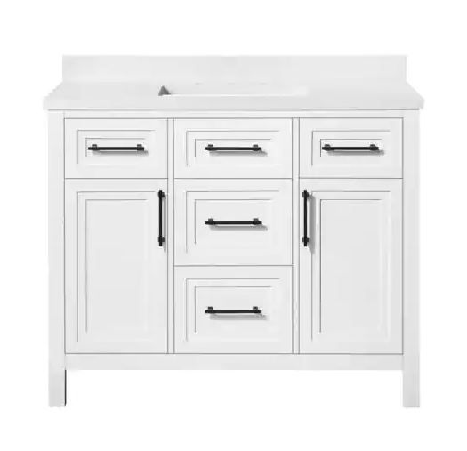 Photo 1 of ***broken legs and broken vanity top***
Home Decorators Collection Mayfield 42 in. W x 22 in. D Vanity in White with Cultured Marble Vanity Top in White with White Basin