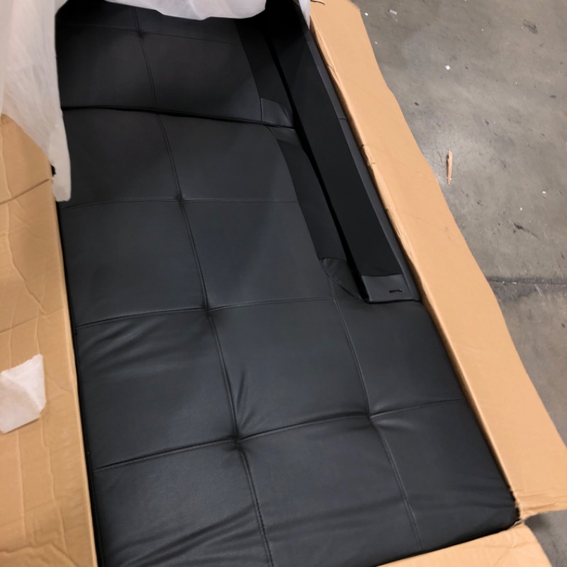 Photo 1 of ***DAMAGED*** Black Faux Leather 3-Seater Right-Facing Chaise Sectional Sofa with Storage Ottoman