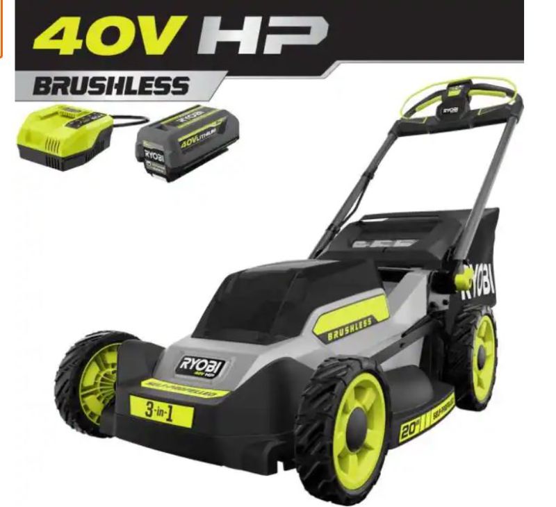 Photo 1 of RYOBI 40V HP Brushless 20 in. Cordless Electric Battery Walk Behind Self-Propelled Mower with 6.0 Ah Battery and Charger