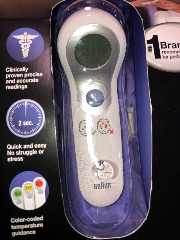 Photo 2 of Braun No Touch Digital Thermometer, NTF3000US, White
