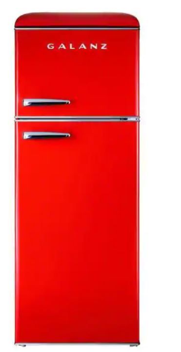 Photo 1 of Galanz 7.6 cu. ft. Retro Mini Fridge with Dual Door True Freezer in Red