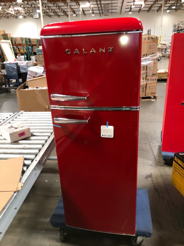 Photo 2 of Galanz 7.6 cu. ft. Retro Mini Fridge with Dual Door True Freezer in Red