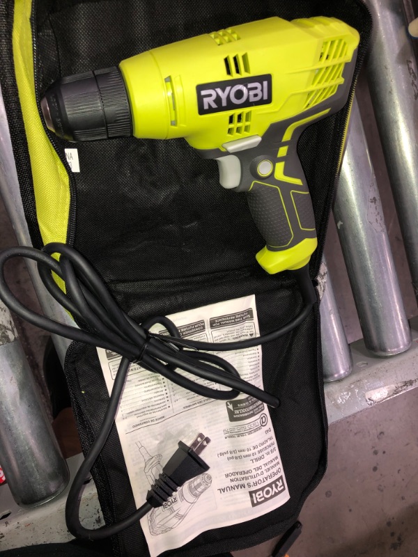 Photo 5 of RYOBI 5.5 Amp Corded 3/8 in. Variable Speed Compact Drill/Driver with Bag-drill bits are sold separately 