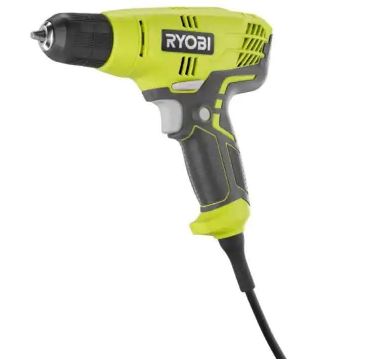 Photo 1 of RYOBI 5.5 Amp Corded 3/8 in. Variable Speed Compact Drill/Driver with Bag-drill bits are sold separately 