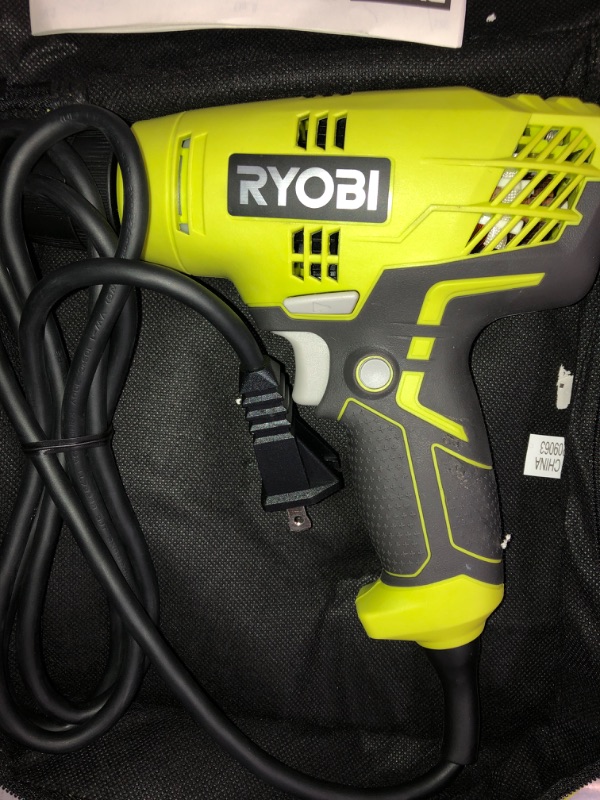 Photo 2 of RYOBI 5.5 Amp Corded 3/8 in. Variable Speed Compact Drill/Driver with Bag-drill bits are sold separately 