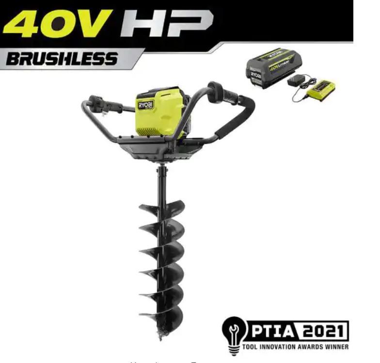 Photo 1 of RYOBI 40V HP Brushless Cordless Earth Auger with 8 in. Bit with 4.0 Ah Battery and Charger