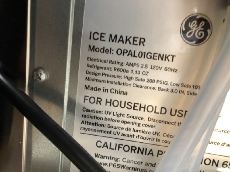 Photo 9 of GE Profile Opal | Countertop Nugget Ice Maker with Side Tank | Portable Ice Machine Makes up to 24 lbs. of Ice Per Day | Stainless Steel Finish
