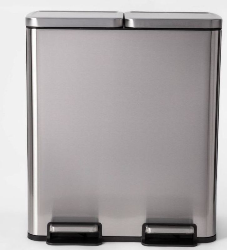 Photo 1 of 60L Stainless Steel Step Trash and Recycle Can - Brightroom™

