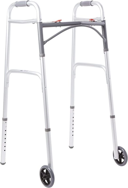 Photo 1 of  Folding Walkers with Wheels, Aluminum, 32 in to 39 in, 350 lbs Weight Capacity, 1 Count