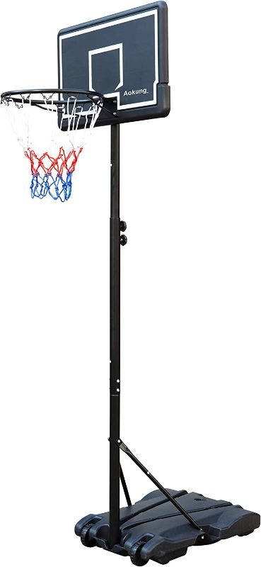 Photo 1 of aokung Portable Adjustable Height 5.4ft - 7ft Basketball Hoop Backboard Stand and Rim for Kids Youth w/Wheels Basketball Goal Game Play Set Indoor/Outdoor
