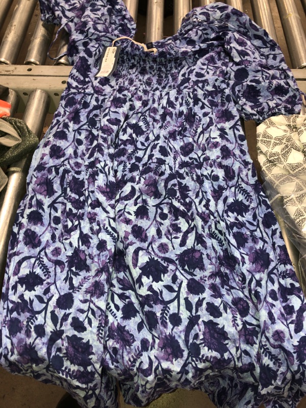 Photo 2 of Women's Balloon blue floral dress-LARGE 