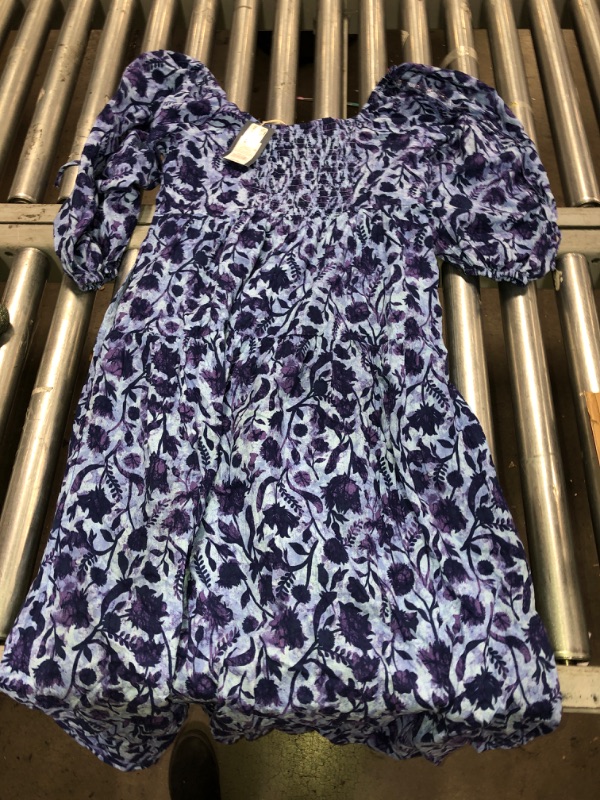 Photo 1 of Women's Balloon blue floral dress-LARGE 