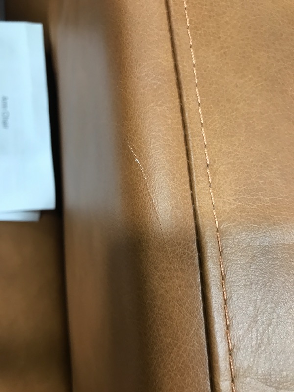 Photo 1 of Amazon Brand – Rivet Revolve Modern Leather Armchair with Tapered Legs, 33"W, Caramel
