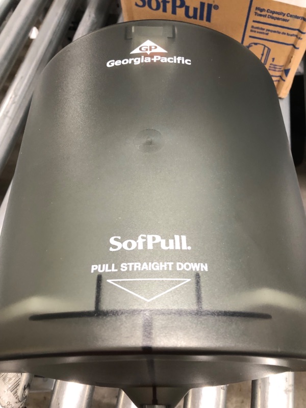 Photo 3 of 
SofPull Large High-Capacity Centerpull Paper Towel Dispenser by GP PRO (Georgia-Pacific), Translucent Smoke, 58201, 1 Dispenser, 10.875” W x 10.375” D x 11.5” H