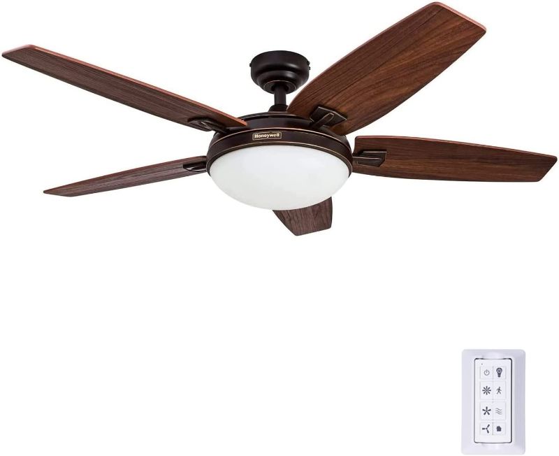 Photo 1 of Honeywell Carmel 48-Inch Ceiling Fan with Integrated Light Kit and Remote Control, Bronze & Honeywell Ceiling Fans  52", Matte Black
