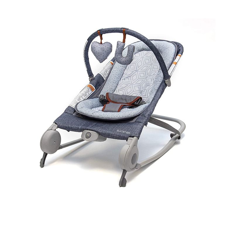 Photo 1 of Summer 2-in-1 Bouncer & Rocker Duo (Heather Gray) Convenient and Portable Rocker and Bouncer for Babies Includes Soft Toys and Soothing Vibrations
