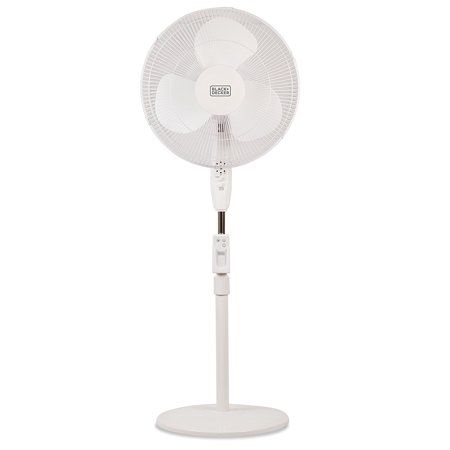 Photo 1 of 16 in. Stand Fan, Floor Fan- Remote, Round Base, White
