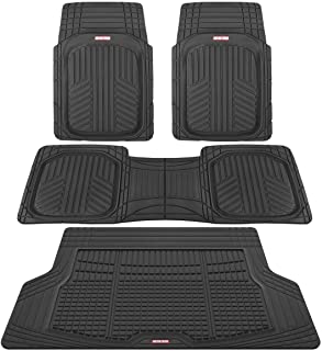 Photo 1 of (PARTS ONLY; TORN MATS) Motor Trend Premium FlexTough Plus All-Protection DeepDish Front & Rear Mats with Trunk Cargo Liner - Combo Set - All Weather Traction Grips, Black
