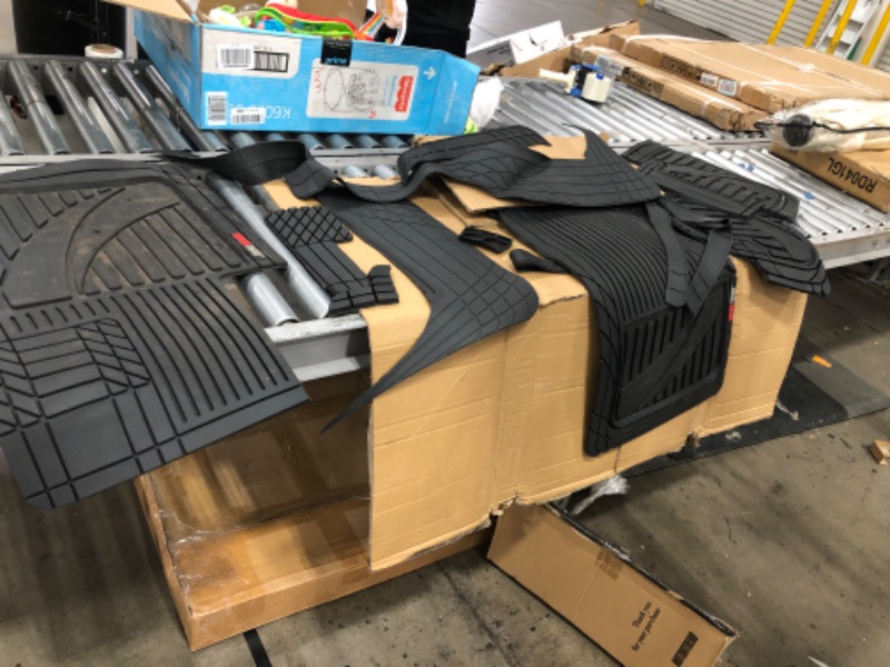 Photo 1 of (PARTS ONLY; TORN MATS) Motor Trend Premium FlexTough Plus All-Protection DeepDish Front & Rear Mats with Trunk Cargo Liner - Combo Set - All Weather Traction Grips, Black
