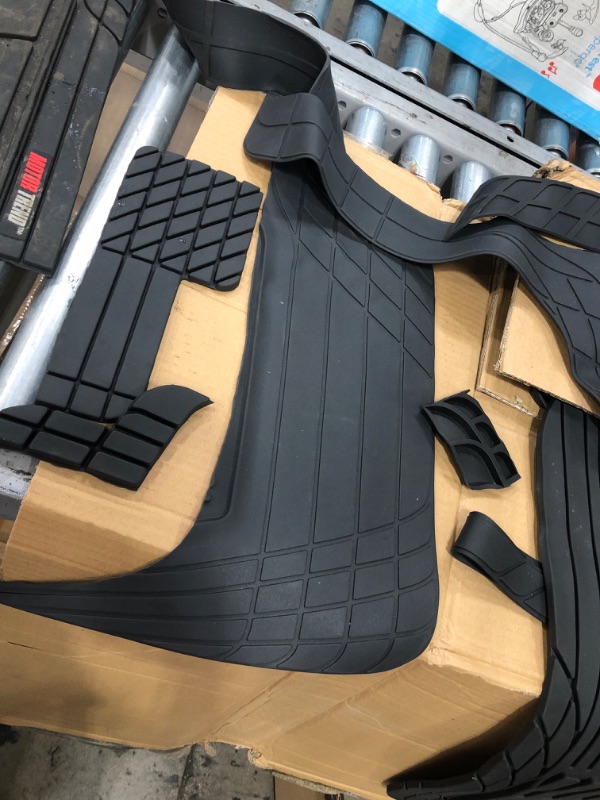 Photo 1 of (PARTS ONLY; TORN MATS) Motor Trend Premium FlexTough Plus All-Protection DeepDish Front & Rear Mats with Trunk Cargo Liner - Combo Set - All Weather Traction Grips, Black
