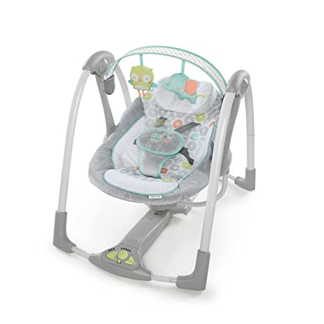 Photo 1 of (PARTS ONLY; MISSING MANUAL) Ingenuity 5-Speed Portable Baby Swing with Music, Nature Sounds & Battery-Saving Technology - Hugs & Hoots, Swing 'n Go, 0-9 Months
