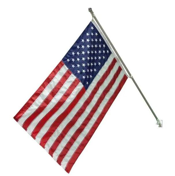 Photo 1 of (BENT POLE; SCRATCHED BALL) Seasonal Designs 6 ft. x 1-1/4 in. Dia Flag Pole Set and 3 ft. x 5 ft. Nylon Flag