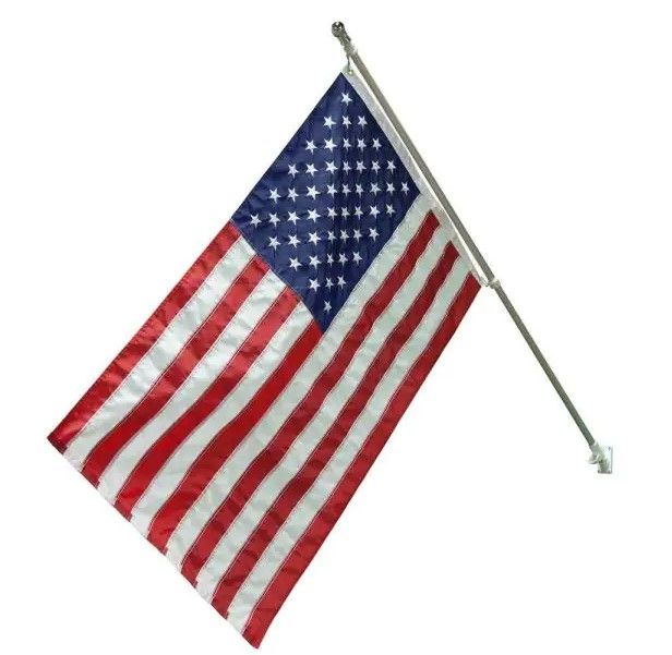 Photo 1 of (BENT POLE; SCRATCH BALL) Seasonal Designs 3 ft. x 5 ft. Nylon US Flag with 6 ft. Aluminum Pole and Nylon Bracket