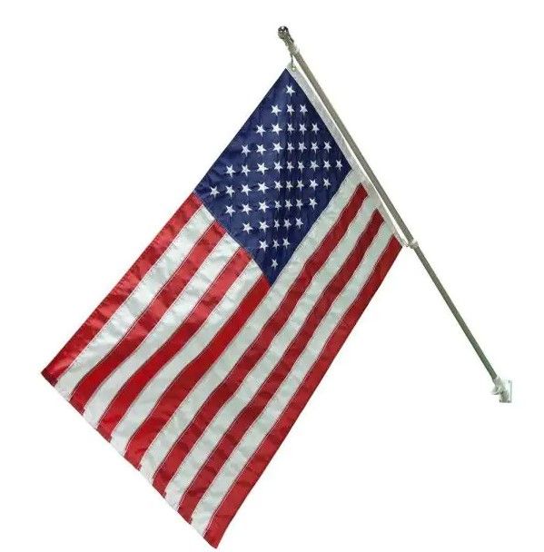 Photo 1 of (SCRATCHED) Seasonal Designs 3 ft. x 5 ft. Nylon US Flag with 6 ft. Aluminum Pole and Nylon Bracket