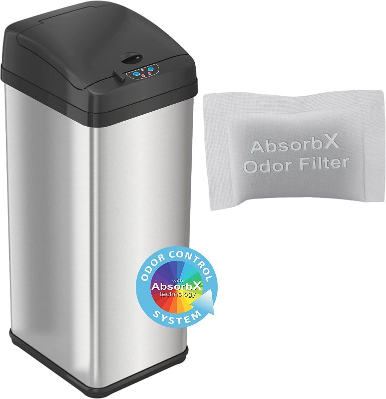 Photo 1 of **PARTS ONLY**
iTouchless 13 Gallon Touchless Sensor Trash Can with AbsorbX Odor Control System, Stainless Steel, Extra-Wide Lid Opening Kitchen Garbage Bin, Silver
