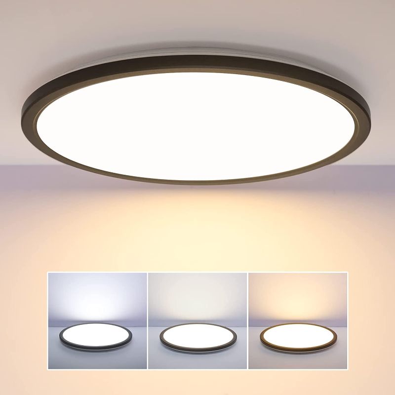 Photo 1 of 2 pack Flush Mount Led Ceiling Light Dimmable, Lighting Fixture Ceiling Mount Flat Low Profile, 24W 2400lm, 3000K/4000K/5000K, Round Modern Black Ceiling Lamp for Bedroom/Hallway/Kitchen, 15inch