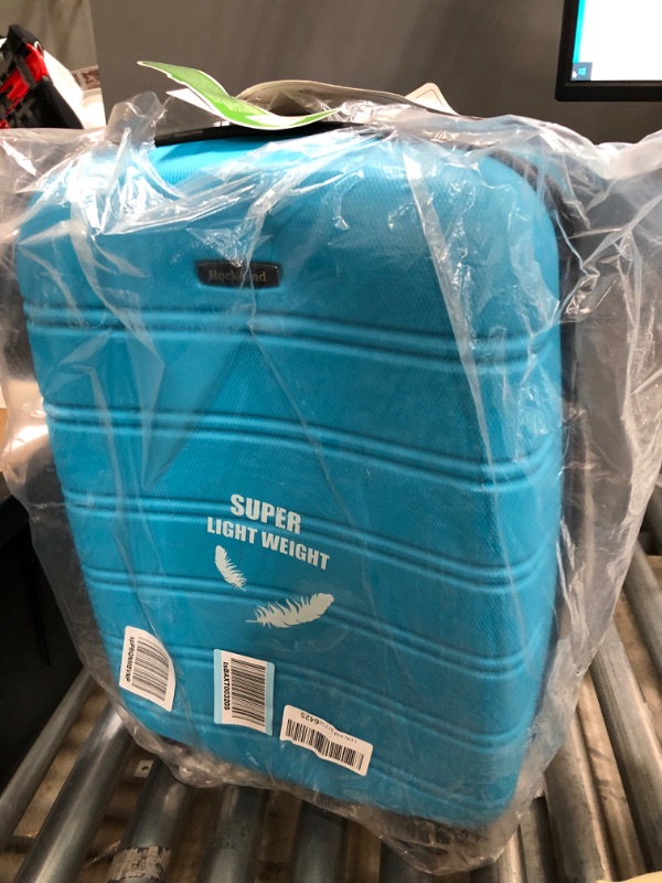 Photo 4 of ***SLIGHTLY DENTED*** 
Rockland Melbourne Hardside Expandable Spinner Wheel Luggage, Turquoise, Carry-On 20-Inch
