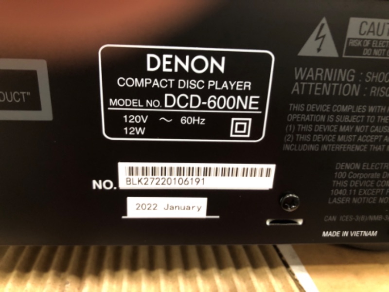 Photo 4 of Denon DCD-600NE Compact CD Player in a Vibration-Resistant Design | 2 Channels | Pure Direct Mode | Pair with PMA-600NE for Enhanced Sound Quality | Black
NO. BLK27220106191
