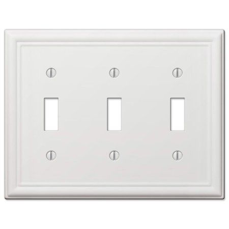 Photo 1 of Ascher 3 Gang Toggle Steel Wall Plate - White (3-pack) & Hampton Bay Ascher 2 Gang Toggle Steel Wall Plate - White