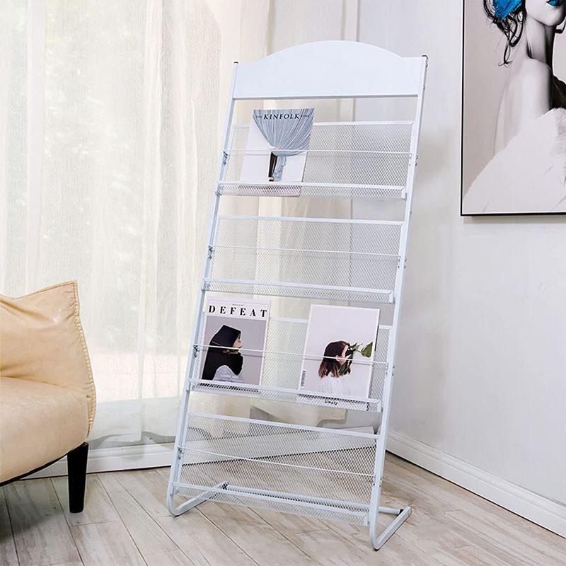 Photo 1 of  Life Magazine Rack, Floor-Standing Information Storage Rack, 4-Layer Display, Magazine, brochure Rack, Iron Modern Tabloid Rack