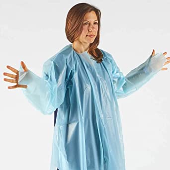 Photo 1 of hand2mind Polyethylene, Level 1, Disposable, Non-Surgical Isolation Gowns, Blue, 150 pcs/case (10 Bags of 15 Gowns per case)
