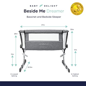 Photo 1 of Baby Delight Beside Me Dreamer Bassinet & Bedside Sleeper, Charcoal Tweed
