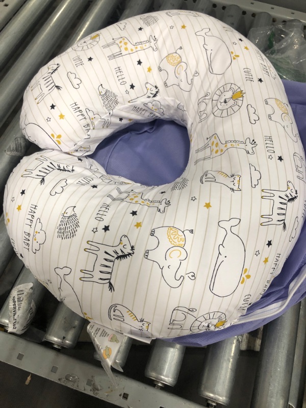 Photo 2 of Boppy Nursing Pillow and Positioner—Original | Notebook Black and White with Gold Animals| Breastfeeding, Bottle Feeding, Baby Support | With Removable Cotton Blend Cover | Awake-Time Support
